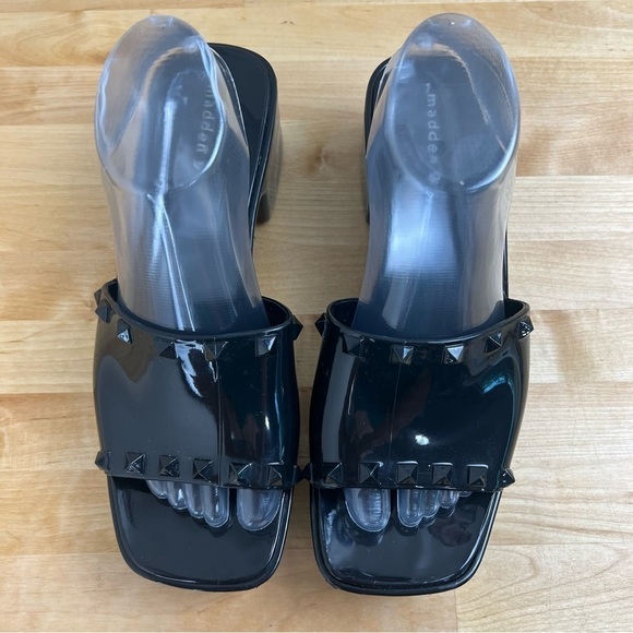 Madden Girl Paccer Chunky Y2K Black Studded Jelly Slide Sandals Women's Size 9 - Picture 3 of 12